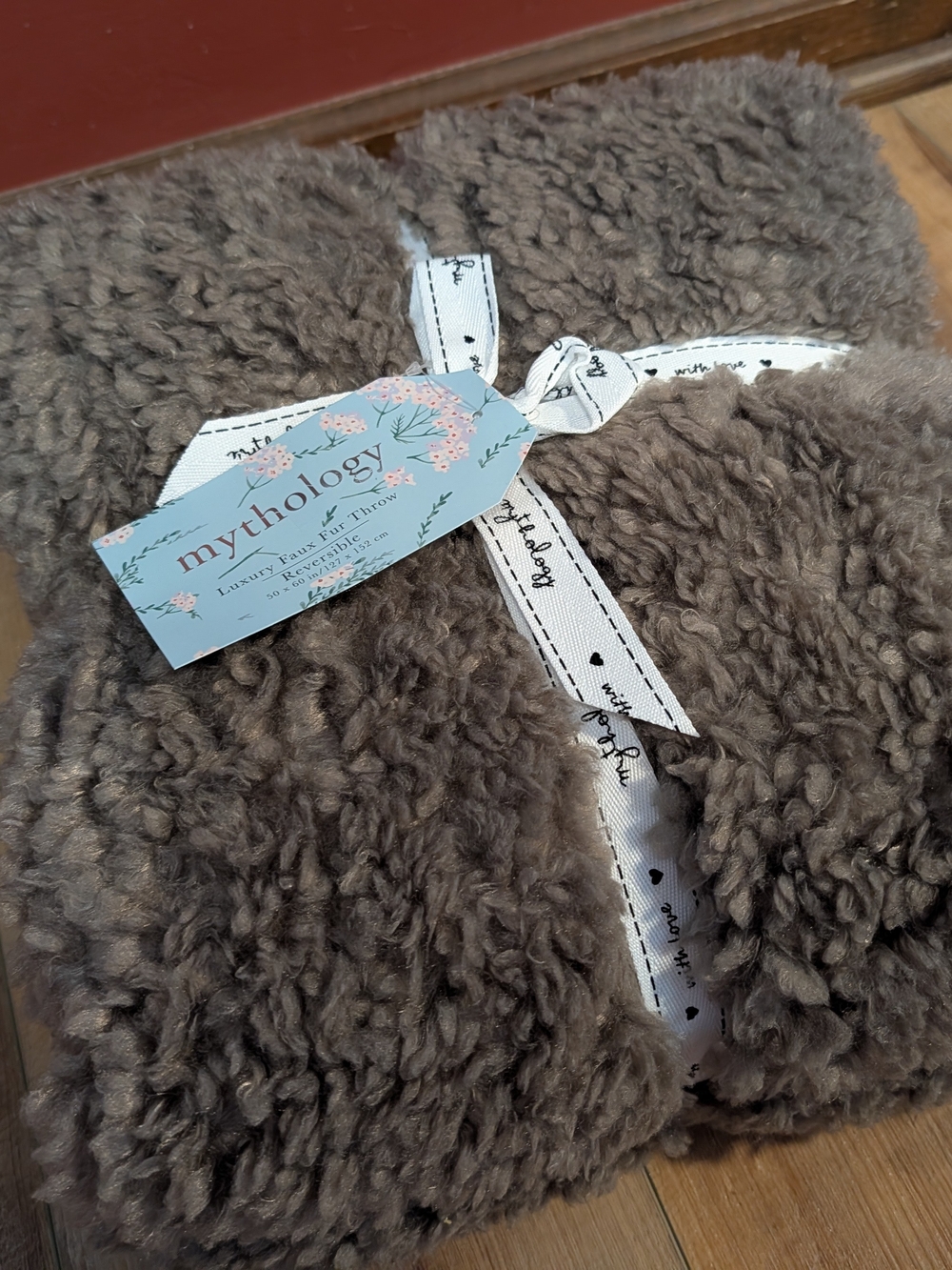 Mythology Plush Faux Fur Throw Blanket - Taupe Brown Grey